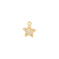 Kubik Zirkonium mikro bana Mässing hängande, Star, guldfärg pläterade, micro bana cubic zirconia, 8x9mm, Säljs av PC