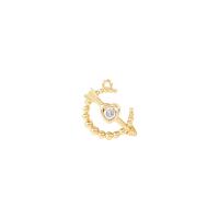 Cubique Pendentif en laiton zircon pavent, Placage de couleur d'or, pavé de micro zircon, 12.20x9mm, Vendu par PC