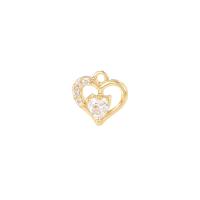 Cubic Zirconia Micro Pave Brass Pendant Heart gold color plated micro pave cubic zirconia & hollow Sold By PC