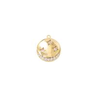 Cubic Zirconia Micro Pave Brass Pendant Flat Round gold color plated micro pave cubic zirconia Sold By PC