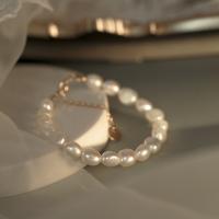 Fionnuisce saothraithe Pearl Bracelet, 925 Sterling Silver, le Pearl Fionnuisce, plátáilte, stíleanna éagsúla do rogha & do bhean, dathanna níos mó le haghaidh rogha, Fad Thart 5.9 Inse, Díolta De réir PC