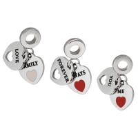 Stainless Steel European Pendants 316 Stainless Steel Heart Unisex & enamel Approx 4mm Sold By PC