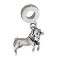 Ciondoli European in acciaio inox, 316 acciaio inox, Cavallo, unisex, colore originale, 19x25x5mm, Foro:Appross. 4mm, Venduto da PC