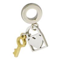 Ciondoli European in acciaio inox, 316 acciaio inox, Lock and Key, unisex & cavo, colori misti, 27x1mm, Foro:Appross. 5mm, Venduto da PC