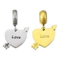 Stainless Steel European Pendants 316 Stainless Steel Heart Vacuum Ion Plating Unisex & enamel Approx 5mm Sold By PC