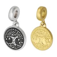 Stainless Steel European Pendants 316 Stainless Steel Flat Round Vacuum Ion Plating Unisex & enamel Approx 4mm Sold By PC