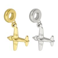 Ciondoli European in acciaio inox, 316 acciaio inox, aroplano, unisex, nessuno, 19x28x4mm, Foro:Appross. 4mm, Venduto da PC