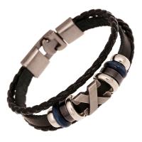 Volnerfs leer Armband, met Zinc Alloy, plated, mode sieraden & verschillende lengte voor keuze, meer kleuren voor de keuze, Verkocht door PC