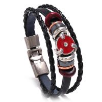 Lederen koord armband, Leer, met Zinc Alloy, plated, mode sieraden & verschillende stijlen voor de keuze & glazuur, meer kleuren voor de keuze, Verkocht door PC