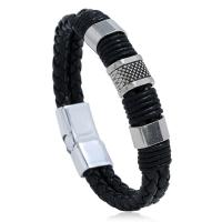 PU leder koord armbanden, met Zinc Alloy, silver plated, mode sieraden & verschillende lengte voor keuze & voor de mens, meer kleuren voor de keuze, 12mm, Verkocht door PC