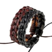 Rundsleder armbanden, Koeienhuid, met Wax, met 9-10cm*2 extender keten, Verstelbare & mode sieraden, meer kleuren voor de keuze, Lengte 17 cm, Verkocht door PC