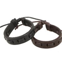 Rundsleder armbanden, Koeienhuid, met Wax, met 9-10cm*2 extender keten, handgemaakt, Verstelbare & mode sieraden, meer kleuren voor de keuze, Lengte 16-17 cm, Verkocht door PC