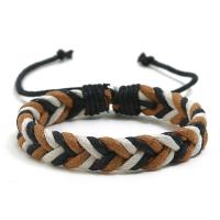 Fashion Opret Wax Cord Armbånd, Voks, med 8-9cm*2 extender kæde, håndlavet, Justerbar & mode smykker, flere farver til valg, 12mm, Længde Ca. 17-18 cm, Solgt af PC