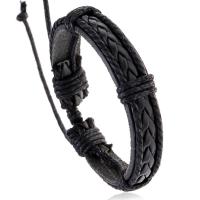 Mode Skapa Wax Cord Armband, Vax, med 8-9cm*2 extender kedja, handgjord, Justerbar & mode smycken, svart, 12mm, Längd 17-18 cm, Säljs av PC