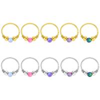 Edelstahl Nasepiercing Schmuck, 316 L Edelstahl, mit Opal, Kreisring, Modeschmuck, keine, 0.80x8mm, verkauft von PC