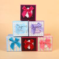 Jewelry Gift Box Paper Square hardwearing & dustproof & with ribbon bowknot decoration Sold By PC