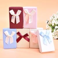 Κοσμήματα Gift Box, Χαρτί, Πλατεία, Ανθεκτικό & Dustproof & με διακόσμηση κορδέλα bowknot, περισσότερα χρώματα για την επιλογή, 50x80mm, Sold Με PC