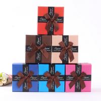 Κοσμήματα Gift Box, Χαρτί, Πλατεία, Ανθεκτικό & Dustproof & με διακόσμηση κορδέλα bowknot, περισσότερα χρώματα για την επιλογή, 90x85x55mm, Sold Με PC