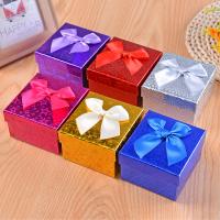 Κοσμήματα Gift Box, Χαρτί, Πλατεία, Ανθεκτικό & Dustproof & με διακόσμηση κορδέλα bowknot, περισσότερα χρώματα για την επιλογή, 90x85x55mm, Sold Με PC