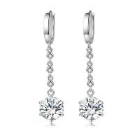 Ciúbach Zirconia Micrimhilseogra réiteodh Earring Prás, le Rhinestone, platanam plátáilte, micrea réiteach zirconia ciúbach & do bhean, dathanna níos mó le haghaidh rogha, 10.50x46mm, Díolta De réir Péire