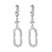 Terningformet Zirkon Micro Pave Messing Øreringe, platineret, Micro Pave cubic zirconia & for kvinde, 12x52mm, Solgt af par