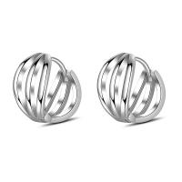 Orecchini cerchietti Hoop ottone, placcato platino, per la donna & cavo, 7.50x10mm, Venduto da coppia