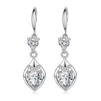 Ciúbach Zirconia Micrimhilseogra réiteodh Earring Prás, le Rhinestone, platanam plátáilte, micrea réiteach zirconia ciúbach & do bhean, dathanna níos mó le haghaidh rogha, 12x47mm, Díolta De réir Péire