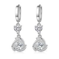 Ciúbach Zirconia Micrimhilseogra réiteodh Earring Prás, le Rhinestone, platanam plátáilte, micrea réiteach zirconia ciúbach & do bhean, dathanna níos mó le haghaidh rogha, 12x39mm, Díolta De réir Péire