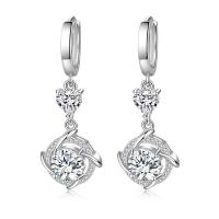 Ciúbach Zirconia Micrimhilseogra réiteodh Earring Prás, le Rhinestone, platanam plátáilte, micrea réiteach zirconia ciúbach & do bhean, dathanna níos mó le haghaidh rogha, 15x41mm, Díolta De réir Péire