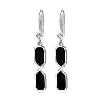 Cubic Zirconia Micro Pave Brass Earring platinum plated stoving varnish & micro pave cubic zirconia & for woman black Sold By Pair