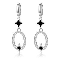 Cubic Zirconia Micro Pave Brass Earring platinum plated stoving varnish & micro pave cubic zirconia & for woman black Sold By Pair