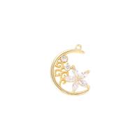 Cubic Zirconia Micro Pave Brass Pendant gold color plated micro pave cubic zirconia & hollow Sold By PC