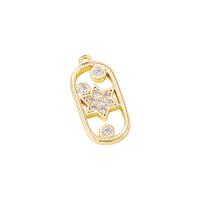 Cubic Zirconia Micro Pave Brass Pendant gold color plated micro pave cubic zirconia & hollow Sold By PC