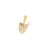 Messing hanger met micro-paved kubieke zirconia's, Schop, gold plated, micro pave zirconia, 9.80x20.80mm, Verkocht door PC