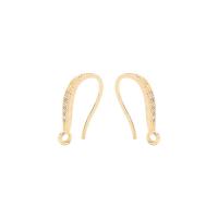 Brass Hook earwire, Sárgaréz, arany színű aranyozott, DIY & mikro egyengetni cirkónia, 8.60x15.20mm, Által értékesített pár