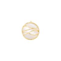 Cats Eye Hangers, Messing, met Cats Eye, Rond plat, gold plated, 20x20mm, Verkocht door PC