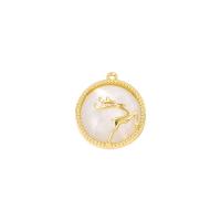 Cats Eye Hangers, Messing, met Cats Eye, Rond plat, gold plated, 12x12mm, Verkocht door PC