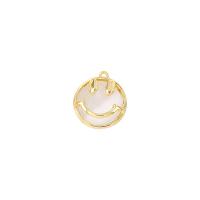 Cats Eye Hangers, Messing, met Cats Eye, lachend gezicht, gold plated, 12x12mm, Verkocht door PC