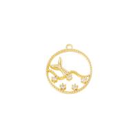 Cubic Zirconia Micro Pave Brass Pendant gold color plated micro pave cubic zirconia & hollow Sold By PC