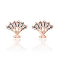 Cubic Zirconia Micro Pave Brass Earring Fan plated micro pave cubic zirconia & for woman Sold By Pair