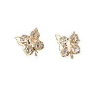 Brass Earring Drop Component plated & micro pave cubic zirconia Sold By PC