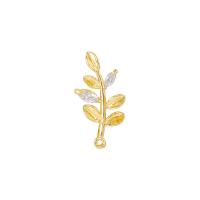 Kubik Zirkonium mikro bana Mässing hängande, Leaf, guldfärg pläterade, micro bana cubic zirconia, 8x17mm, Säljs av PC