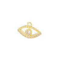 Messing hanger met micro-paved kubieke zirconia's, oog, gold plated, micro pave zirconia & hol, 14x9mm, Verkocht door PC