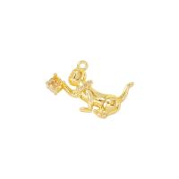 Cubic Zirconia Micro Pave Brass Pendant Cat gold color plated micro pave cubic zirconia Sold By PC