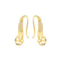 Brass Hook Earwire gold color plated DIY & micro pave cubic zirconia Sold By Pair