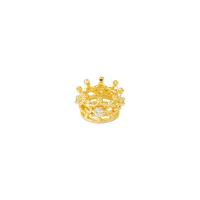 Messing Spacer Kralen, Kroon, gold plated, micro pave zirconia, 9x5mm, Verkocht door PC