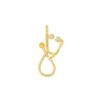 ottone pendente, placcato color oro, Micro spianare cubic zirconia & cavo, 8x11mm, Venduto da PC