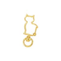 laiton Key Cadre de fermoir, chat, Placage de couleur d'or, creux, 18x41mm, Vendu par PC