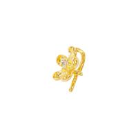 Messing oogpinnen, gold plated, DIY & micro pave zirconia, 9x11mm, Verkocht door PC