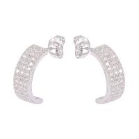 Befestiger Zirkonia Messing Ohrring, Platinfarbe platiniert, Micro pave Zirkonia & für Frau, 8x15mm, verkauft von Paar